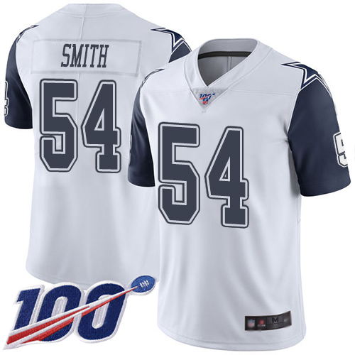 Men Dallas Cowboys Limited White Jaylon Smith #54 100th Season Rush Vapor Untouchable NFL Jersey->dallas cowboys->NFL Jersey